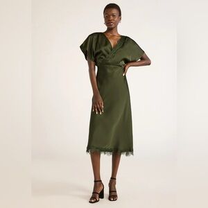 Scoop Lace trimmed Midi Dress